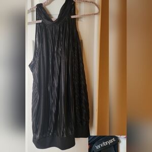 Lane Bryant Black Pleated Halter Blouse